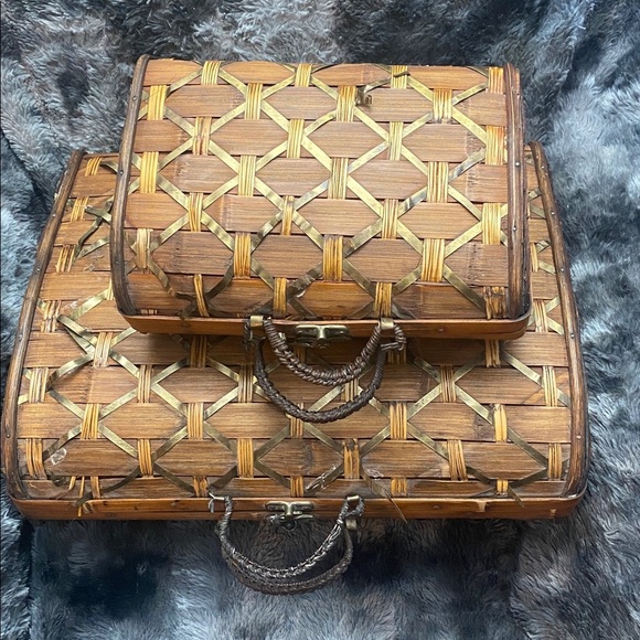 Woven Brown and Tan Basket Set - Picture 14 of 16